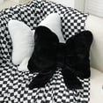 thumbnail image 1 of Set of 2 Soft Fleece Decorative Pillows with Bow for Home Decor (Black and White), 1 of 6