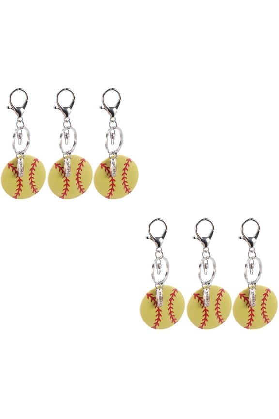 Softball Keyrings Yellow Safe and Durable Keepsake for Sports Lovers 6Pcs