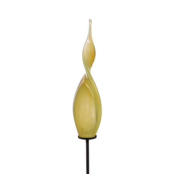 Set of 2 Solar Art Glass Reed Garden Stake, Red/Yellow