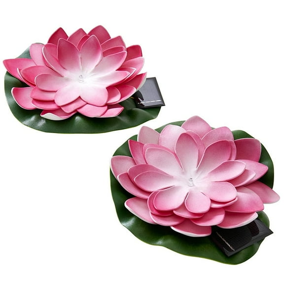 Set of 2 Solar Floating Flower Lights - Pink