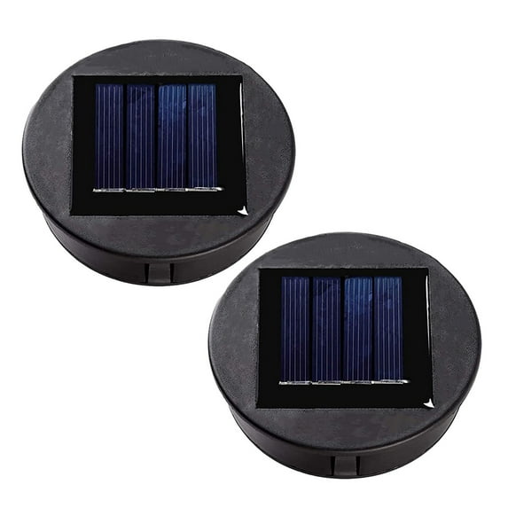 Set of 2 Solar Lights Replacement Top ABS Plastic with LED Bulbs Solar Panel for Garden Home