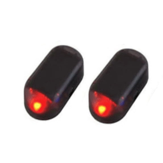 Set of 2 Solar-Powered Car Dummy Alarm Lights with USB Charging, Red and Blue LED Flashing for Vehicle Security
