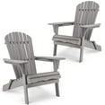 thumbnail image 1 of Set of 2 Solid Cedar Wood Folding Adirondack Chairs – 350 lb Capacity, Outdoor Patio Lounge Chairs for Garden, Lawn, Backyard, 1 of 9