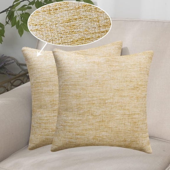 Set of 2 Solid Faux Linen Pillow Covers, 18x18 inch Textured Cushion Covers for Sofa Living Room