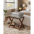 thumbnail image 1 of Set of 2 Solid Wood Luggage Racks No Assembly Foldable Suitcase Stands with Storage Shelf, 150 lb Capacity, Coffee Brown, 1 of 6