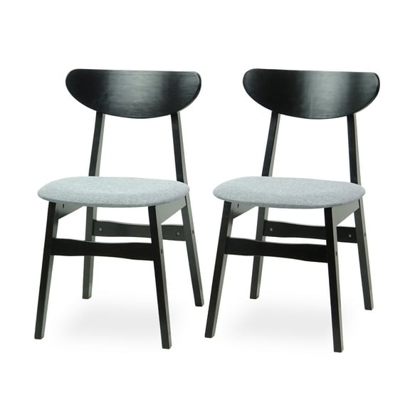 Set of 2 Solid Wood Yumiko Dining Kitchen Modern Side Chairs w/Padded Seat, Espresso Color