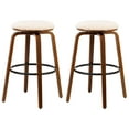 thumbnail image 1 of Set of 2 Solid Wood and White Boucle Bar Stools Modern Design Style Dining Room, 1 of 10