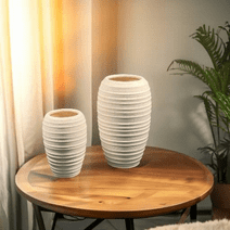 Set of 2 Speckled Cream Vases | Ceramic Vase | Textured Vase | Design Vase | Tan Ceramic Vessel
