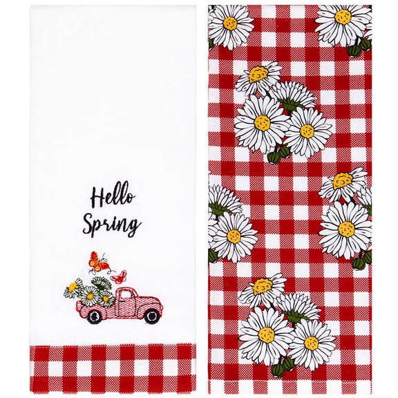 Spring Truck Embroidered Kitchen Towels, Set of 2