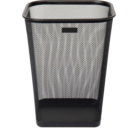 Set of 2 Square Black Mesh Waste Basket & Office Trash Can - Garbage Can with Ventilated Design for Home Office & Dorm Room Organization