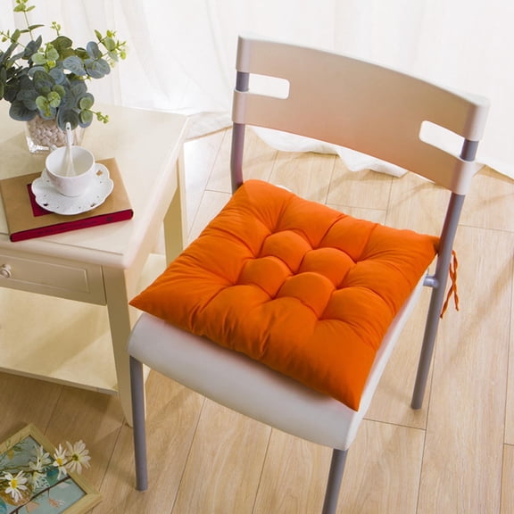 Set of 2 Square Chair Cushions for Dining Chairs 16x16in, with Ties and Non-Slip Backing, Tufted Overstuffed Textured Memory Foam Kitchen Chair Pads