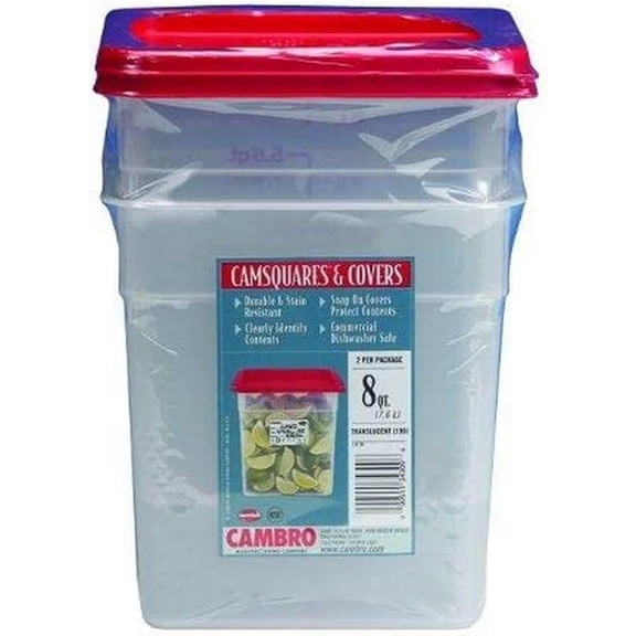 Set of 2 Square Food Storage Containers with Lids, 8 Quart