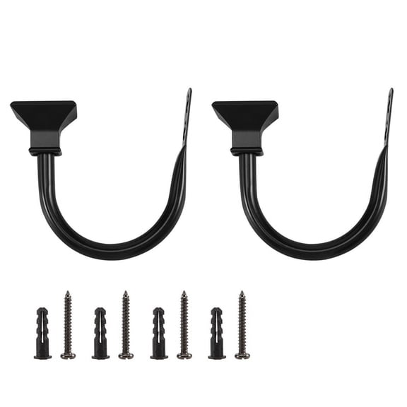 Set of 2 Square Metal Decorative Curtain Hold Backs, Wall Mounted Window Drapery Tiebacks for Bedroom, Livingroom, Come with Screws, Black