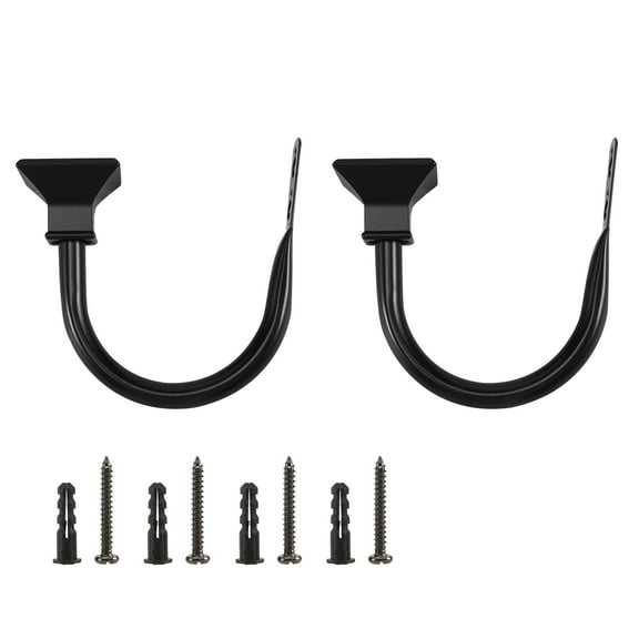 Set of 2 Square Metal Decorative Curtain Hold Backs, Wall Mounted Window Drapery Tiebacks for Bedroom, Livingroom, Come with Screws, Black