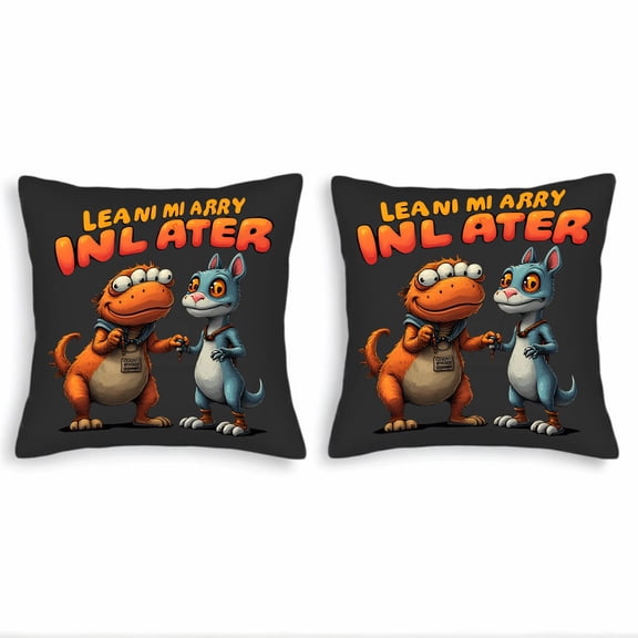 Set of 2 Square Throw Pillow Covers 18x18in - Fun Cartoon Mouse Design Perfect for Couch Bed or Car Decor