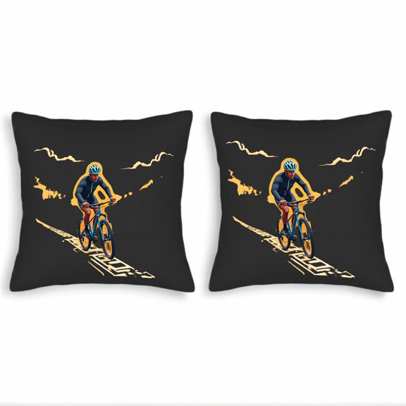 Set of 2 Square Throw Pillow Covers 18x18in - Stylish Mountain and Cloud Pattern Design for Couch Bed or Car Decor