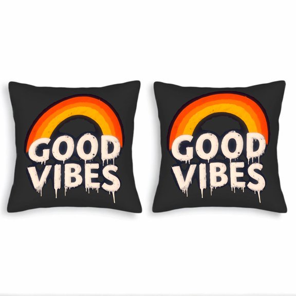Set of 2 Square Throw Pillow Covers 18x18in - Vibrant Dripping Rainbow Design Perfect for Couch Bed Car