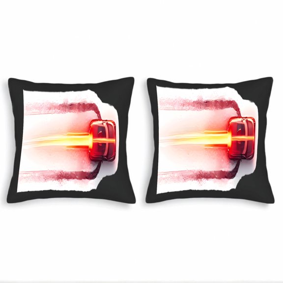 Set of 2 Square Throw Pillow Covers 18x18in - Vibrant Red Car with Fiery Flames Design Perfect for Couch Bed or Car Decor