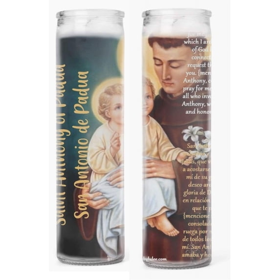 Set of 2 St Anthony Prayer Candles 2 Veladoras De San Antonio