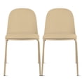 thumbnail image 1 of Set of 2 Stackable Dining Kitchen Chairs Plastic Armless Side with Back Curved Round Shape Chrome Metal Legs Indoor Outdoor Patio, Beige, 1 of 11