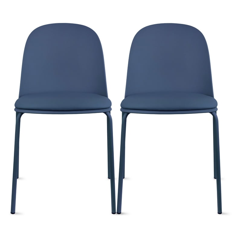 Set of Stackable Dining Kitchen Chairs Plastic Armless Side with