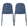 thumbnail image 1 of Set of 2 Stackable Dining Kitchen Chairs Plastic Armless Side with Back Curved Round Shape Chrome Metal Legs Indoor Outdoor Patio Blue, 1 of 14