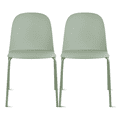 thumbnail image 1 of Set of 2 Stackable Dining Kitchen Chairs Plastic Armless Side with Back Curved Round Shape Chrome Metal Legs Indoor Outdoor Patio Green, 1 of 18