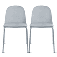 thumbnail image 1 of Set of 2 Stackable Dining Kitchen Chairs Plastic Armless Side with Back Curved Round Shape Chrome Metal Legs Indoor Outdoor Patio, 1 of 11