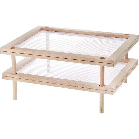 Set of 2 Stackable Wood Pasta Herb Drying Rack, Food Dryer Stand with Net for Drying Seeds, Herb, Bud