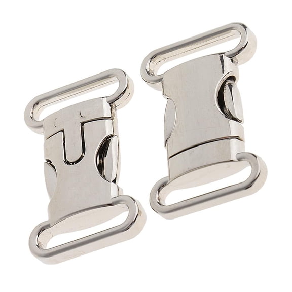 Set of 2 Stainless Steel Buckle Fastener, Click Buckle, Click Fastener, Clip Fastener for Bracelets, Backpack 3.5x2.0cm