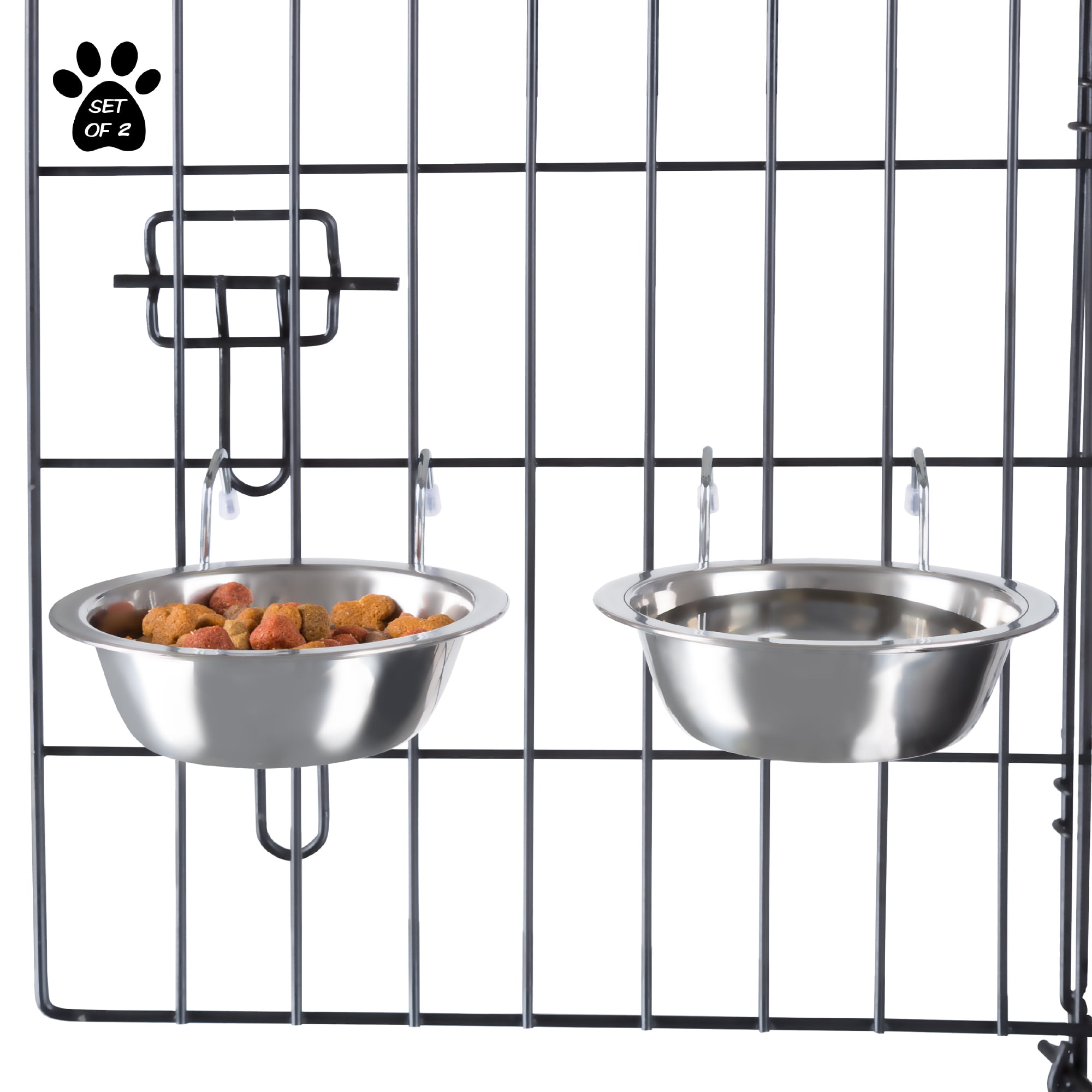 Petmaker Large 40 oz. Stainless-Steel Elevated Dog Bowls with Stand Silver  and Black (Set of 2) HW3210163 - The Home Depot