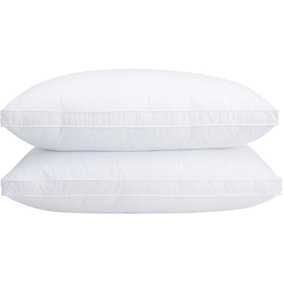 Set of 2 Standard Size Down Pillows - Goose Feather & Down Blend Pillows 440 Fill Power, 100% Cotton Cover, Hypoallergenic, Medium Support