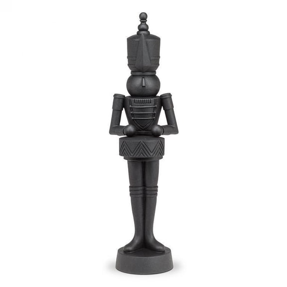 Set of 2 Standing Soldier In Black With A Drum Statuette