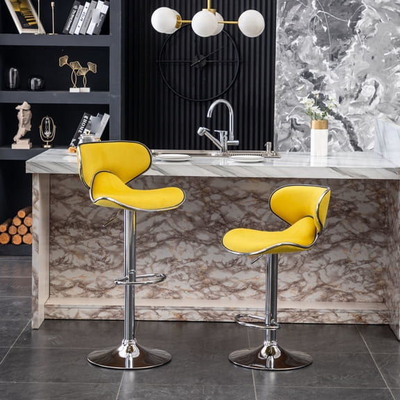 Set of 2 Stools - Easy Height Adjustment - Sports Bar - Relaxed Seating for Games