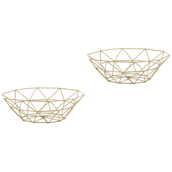 Set of 2 Storage Basket Shelf Organization and Fruit Golden