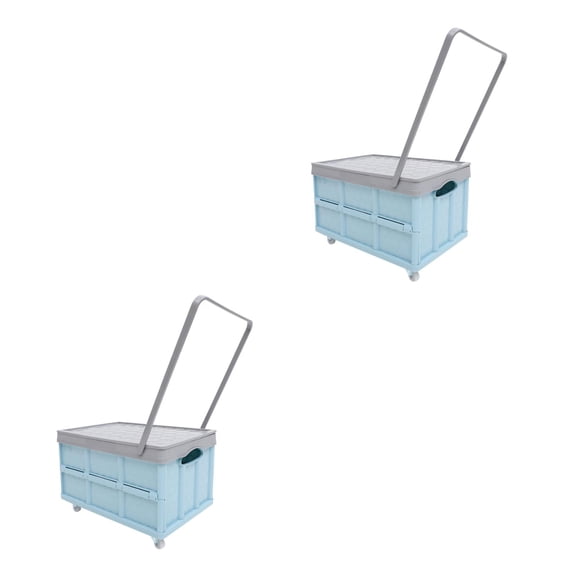 Set of 2 Storage Bin with Lid Bins Dustbin Rubbish Waste Office Blue