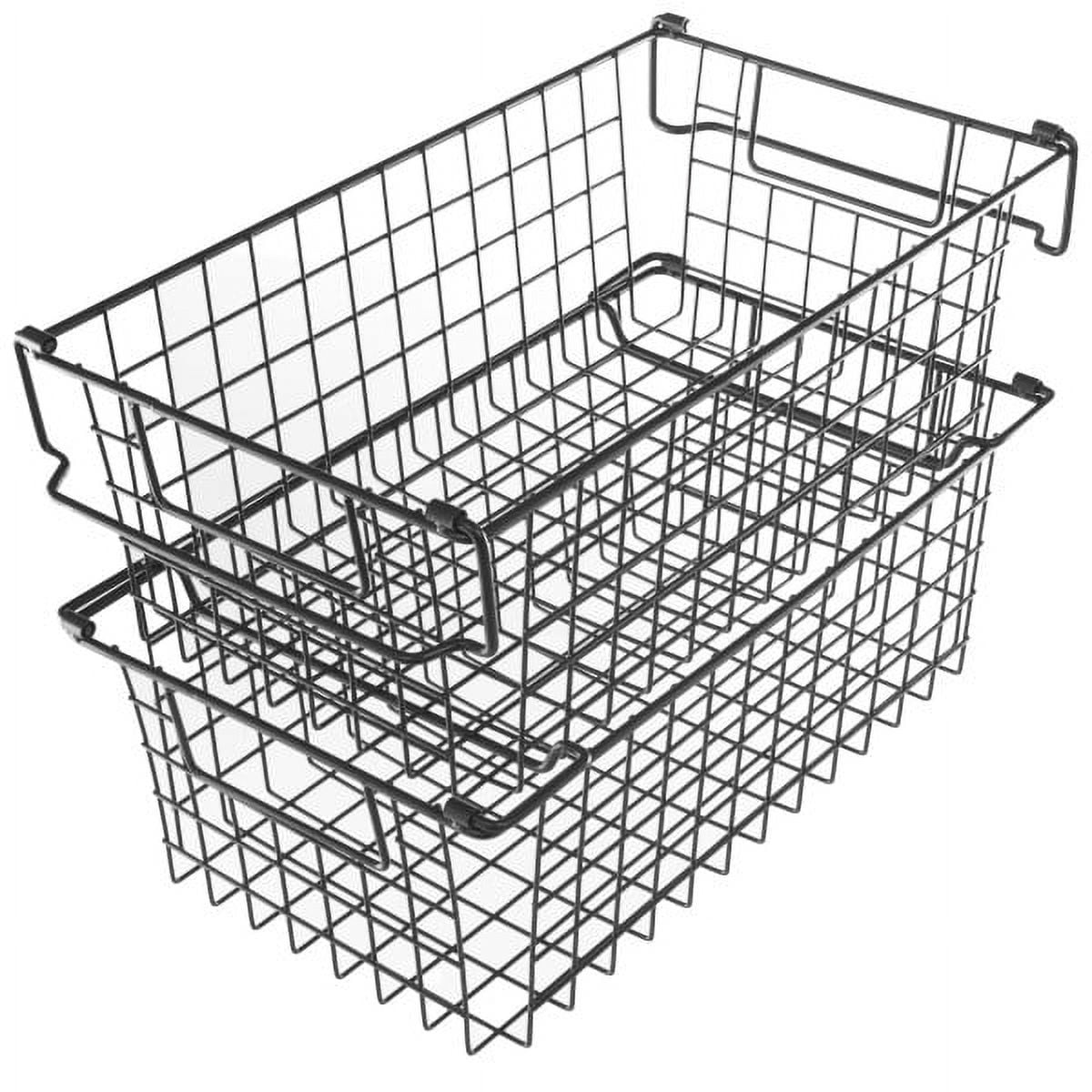 Set of 2 Storage Bins - Basket Set for Toy, Kitchen, Closet, and Bathroom Storage - Medium Shelf Organizers with Handles by Home-Complete (Black)