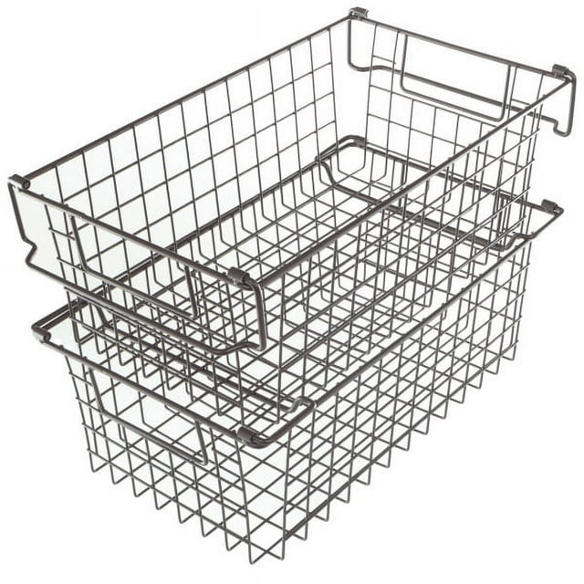 Set of 2 Storage Bins - Basket Set for Toy, Kitchen, Closet, and Bathroom Storage - Medium Shelf Organizers with Handles by Home-Complete (Brown)