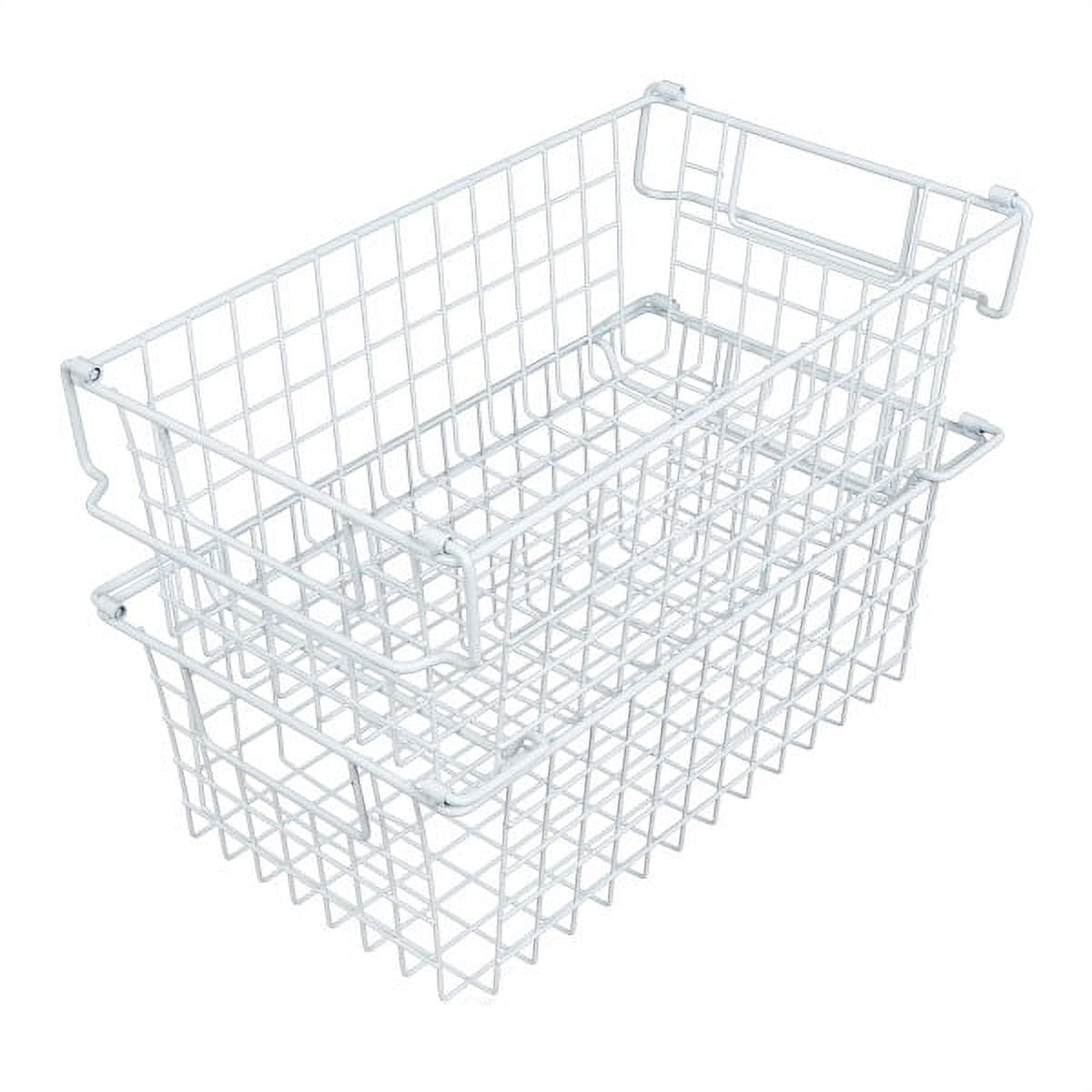 Set of 2 Storage Bins - Basket Set for Toy, Kitchen, Closet, and Bathroom Storage - Medium Shelf Organizers with Handles by Home-Complete (White)