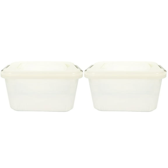 Set of 2 Storage Cubes with Lid Pantry Transparent Rice Bucket