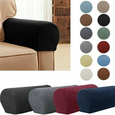 Set of 2 Stretch Armrest Covers Arm Covers for Chairs Couch Sofa Armchair Slipcovers for Recliner Sofa Black
