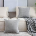 thumbnail image 1 of Set of 2 Striped Corduroy Euro Sham Large Throw Pillow Cover Decorative Cushion Cover for Bed, 24 x 24 inch, Light Grey, 1 of 14