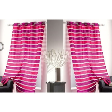 Set of 2 Striped Sheer Grommet Curtain Panels Colorado