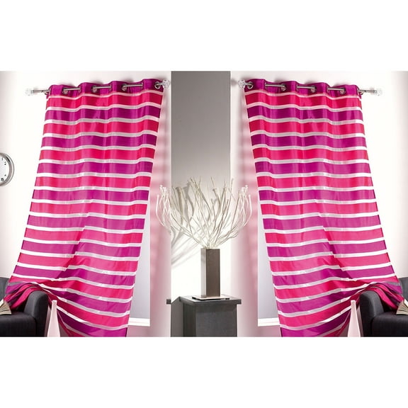 Set of 2 Striped Sheer Grommet Curtain Panels Colorado