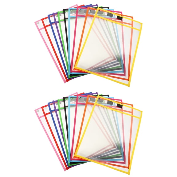 Set of 2 Students Dry Erase Sleeve Pockets Multi-function File