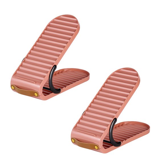 Set of 2 Sturdy Shoe Storage Stacker Adjustable to 3 Heights Accessory for Home and Shoe Storage