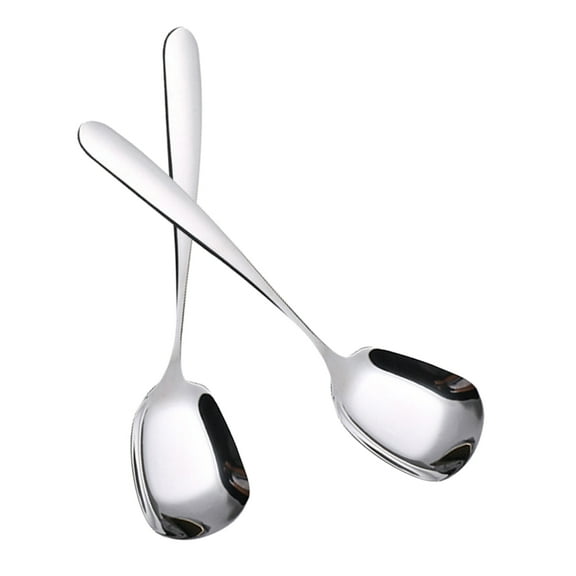 Set of 2 Sturdy Stainless Steel Spoons with Square Head Designs Suitable for Cafes Restaurants and Home Kitchens