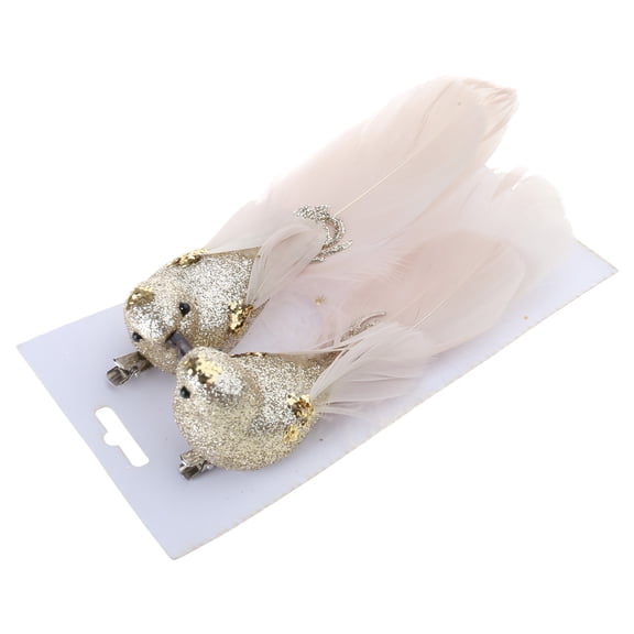 Set of 2 Stylish Feathered Bird Tree Adornment Elegant Feathered Bird Christmas Ornament with Realistic Detail