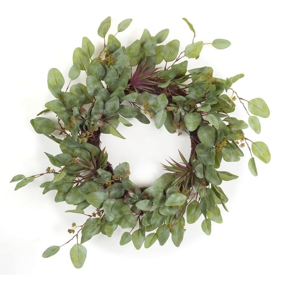 Set of 2 Succulent Artificial Christmas Wreaths - 23-Inch, Unlit