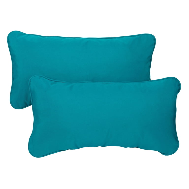 Set of Sunbrella Teal Blue Corded Rectangular Indoor/Outdoor